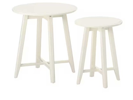 Soffbord, Adam, satsbord, 49cm ø och 35cm ø, vit